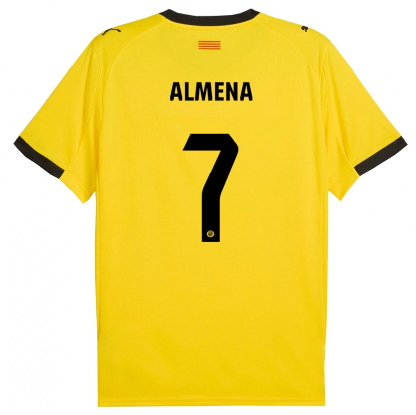 Danxen Niño Camiseta Iker Almena #7 Amarillo Negro 2ª Equipación 2025/26 La Camisa