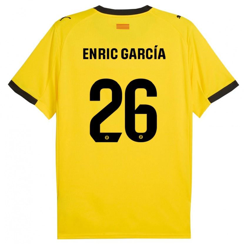 Danxen Niño Camiseta Enric García #26 Amarillo Negro 2ª Equipación 2025/26 La Camisa