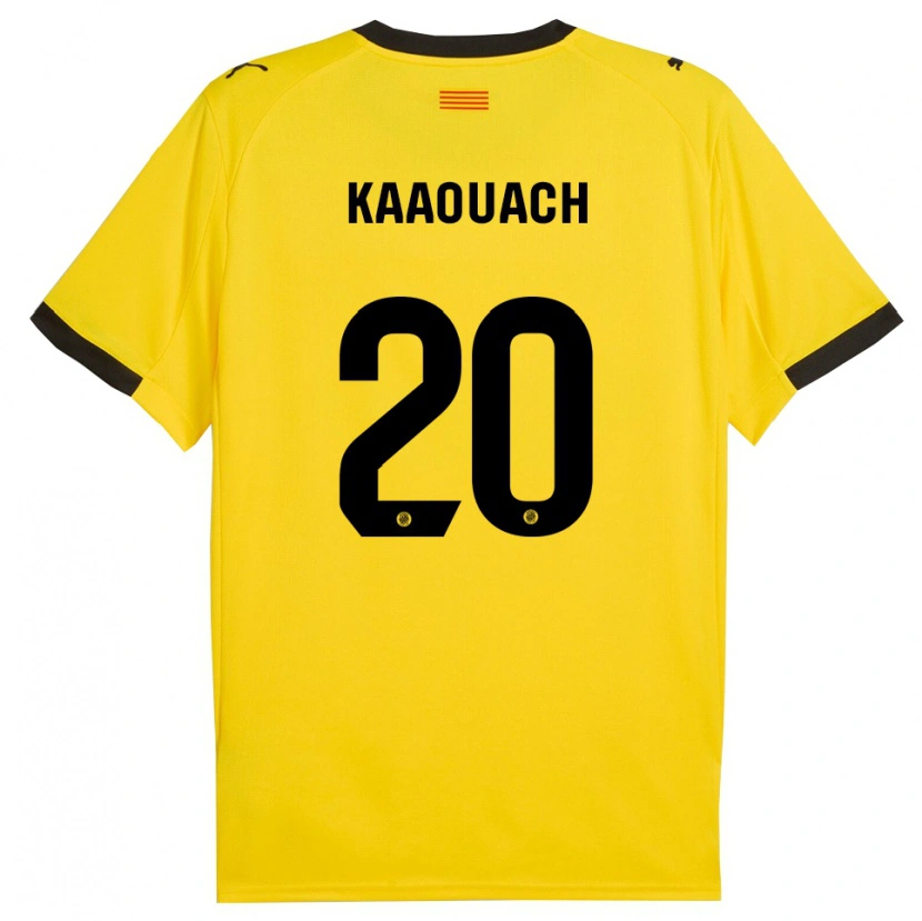 Danxen Niño Camiseta Nabil Kaaouach #20 Amarillo Negro 2ª Equipación 2025/26 La Camisa