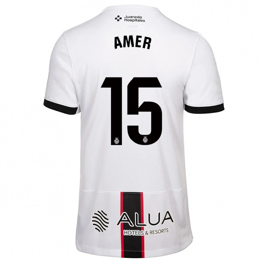 Danxen Niño Camiseta Pere Amer #15 Blanco Negro 2ª Equipación 2025/26 La Camisa