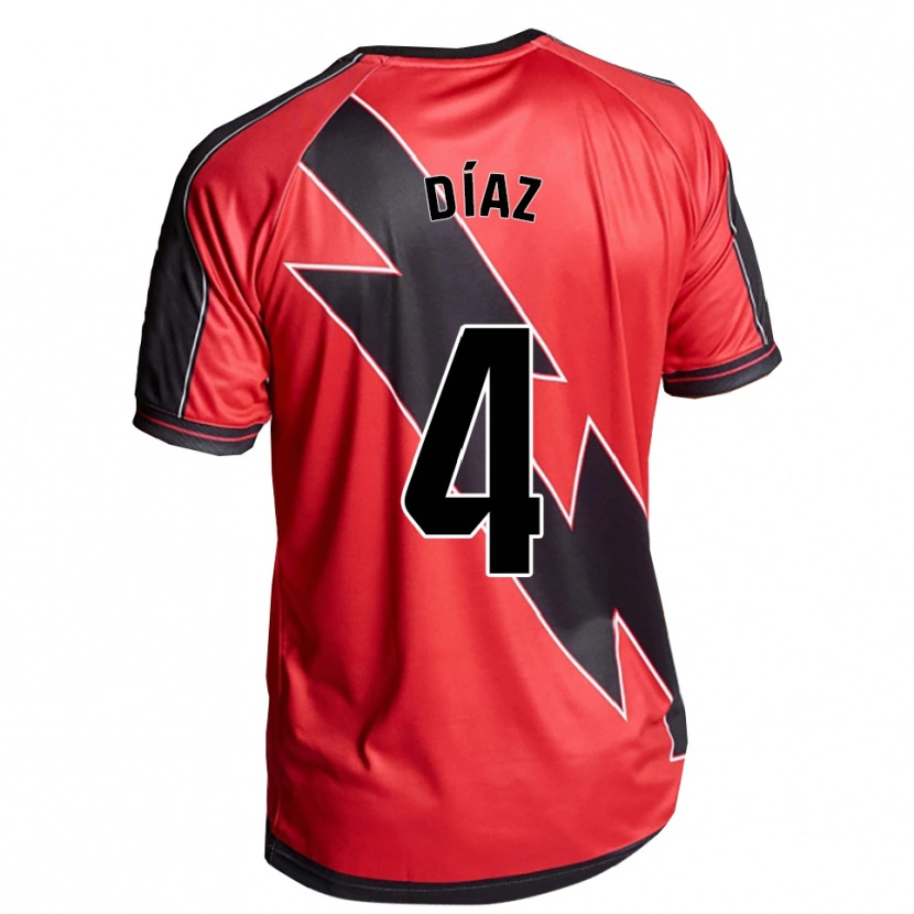 Danxen Niño Camiseta Pedro Díaz #4 Rojo Negro 2ª Equipación 2025/26 La Camisa
