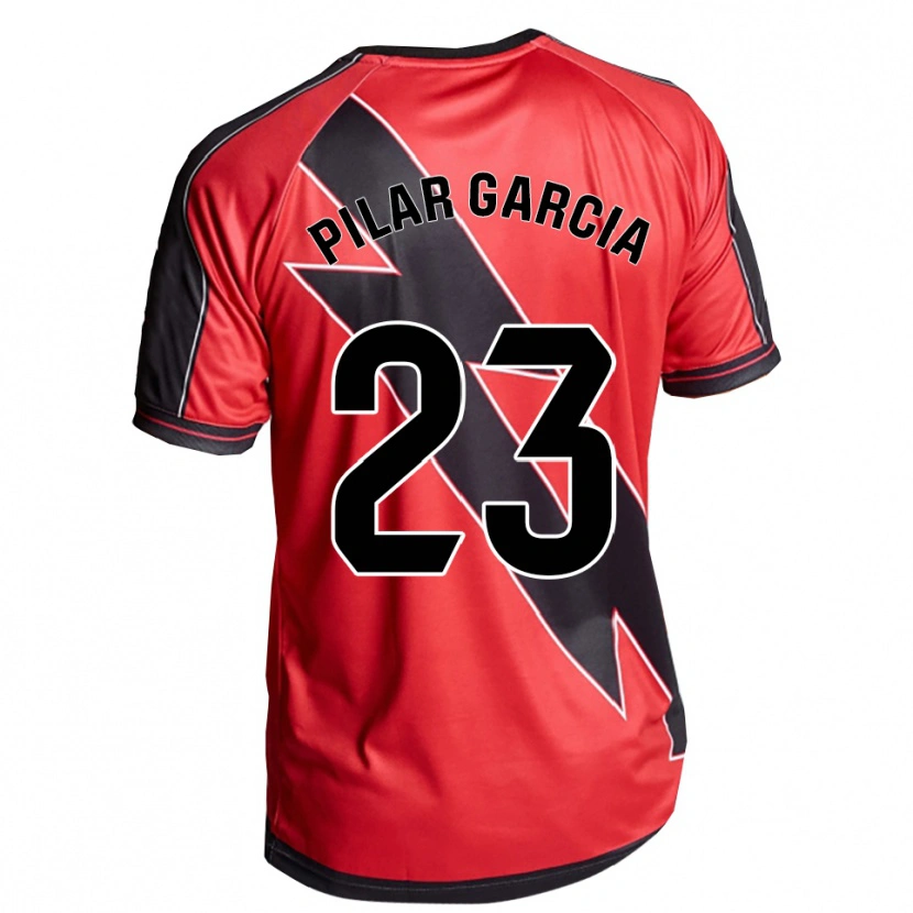 Danxen Niño Camiseta María Pilar García Villalba #23 Rojo Negro 2ª Equipación 2025/26 La Camisa