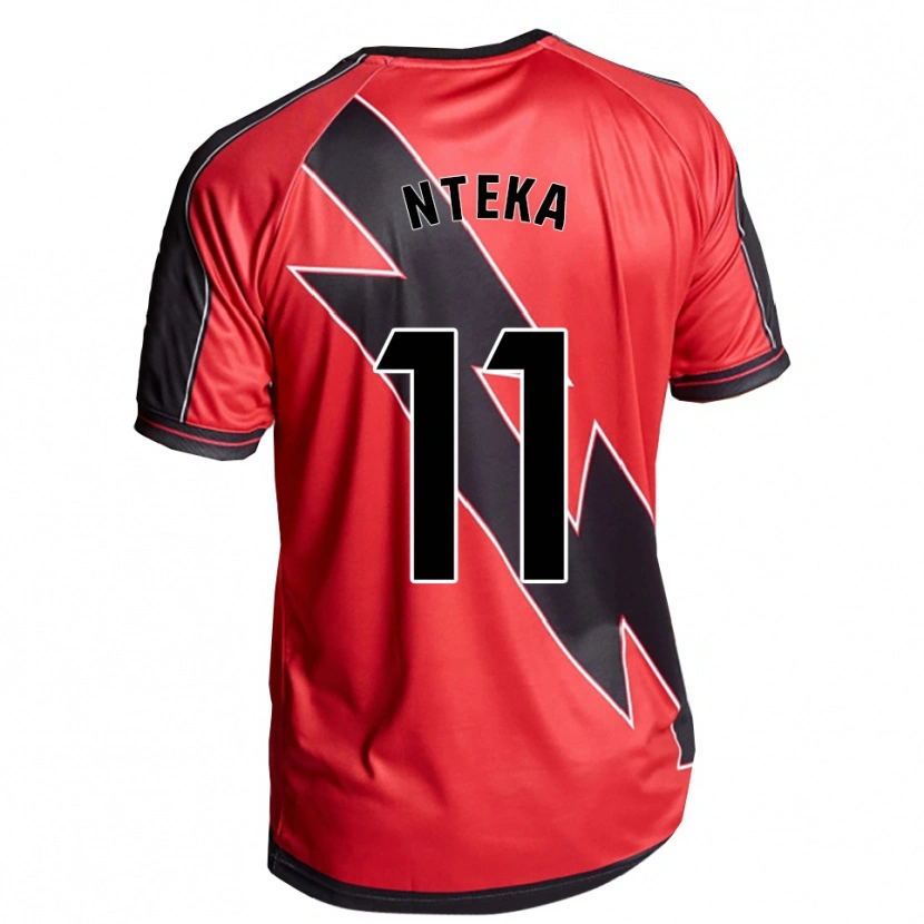 Danxen Niño Camiseta Randy Nteka #11 Rojo Negro 2ª Equipación 2025/26 La Camisa