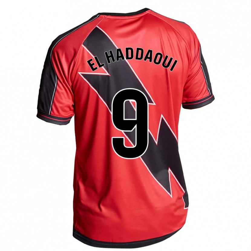Danxen Niño Camiseta Hamza El Haddaoui #9 Rojo Negro 2ª Equipación 2025/26 La Camisa