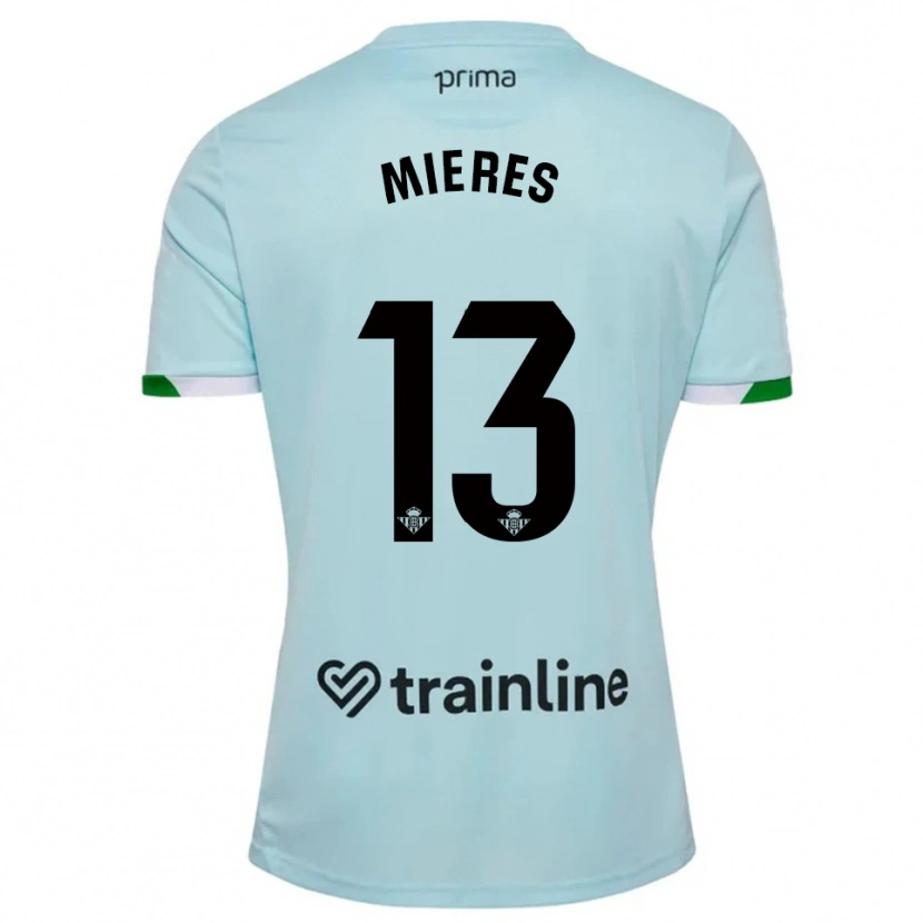 Danxen Niño Camiseta Malena Mieres García #13 Celeste Verde 2ª Equipación 2025/26 La Camisa
