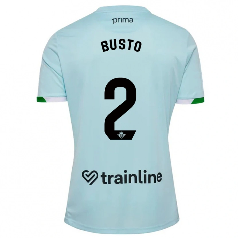 Danxen Niño Camiseta Pablo Busto #2 Celeste Verde 2ª Equipación 2025/26 La Camisa