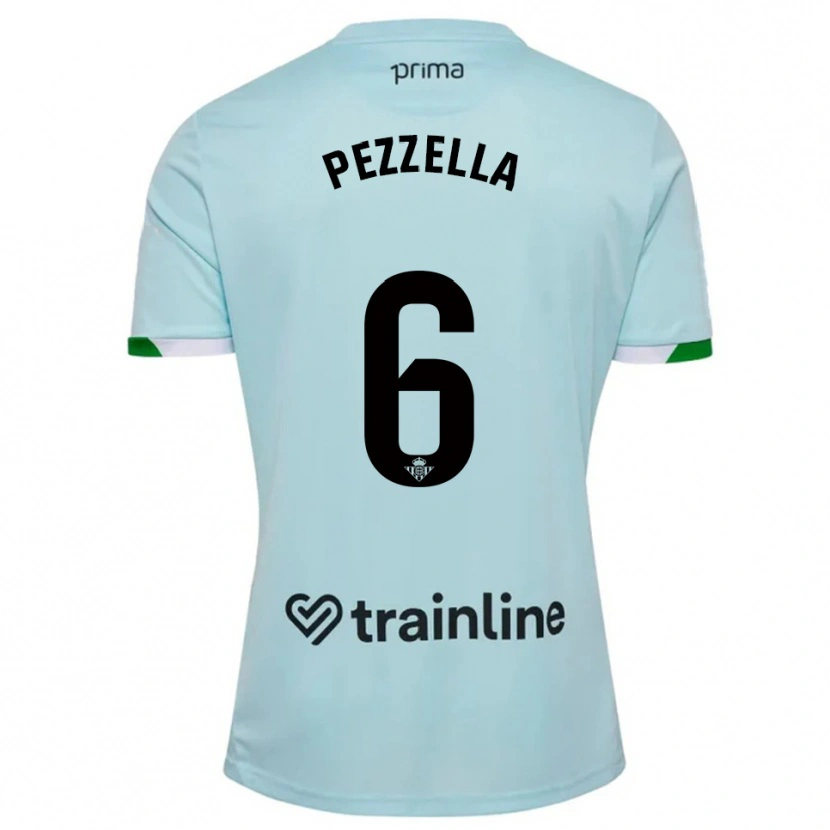 Danxen Niño Camiseta German Pezzella #6 Celeste Verde 2ª Equipación 2025/26 La Camisa