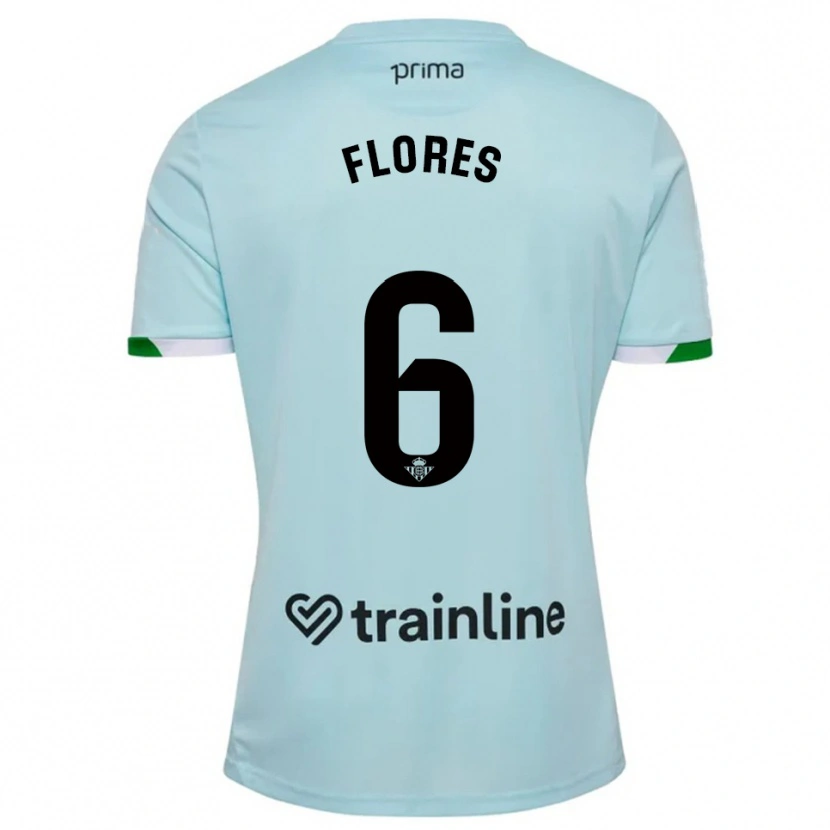Danxen Niño Camiseta Mateo Flores #6 Celeste Verde 2ª Equipación 2025/26 La Camisa