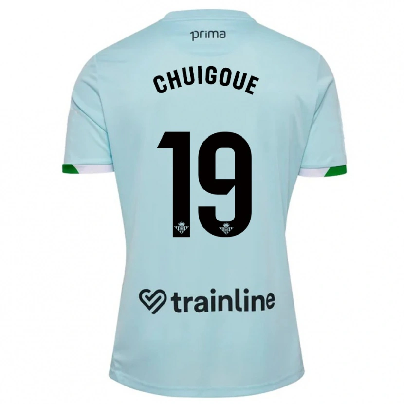Danxen Niño Camiseta Dorine Chuigoué #19 Celeste Verde 2ª Equipación 2025/26 La Camisa