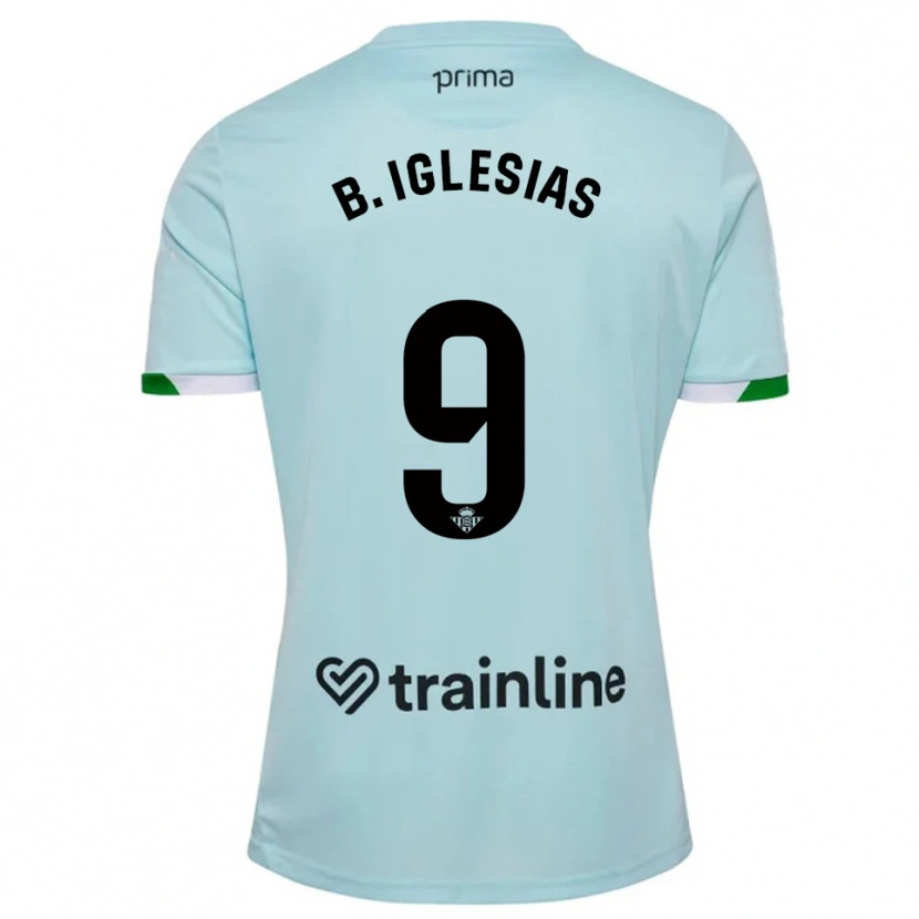 Danxen Niño Camiseta Borja Iglesias #9 Celeste Verde 2ª Equipación 2025/26 La Camisa