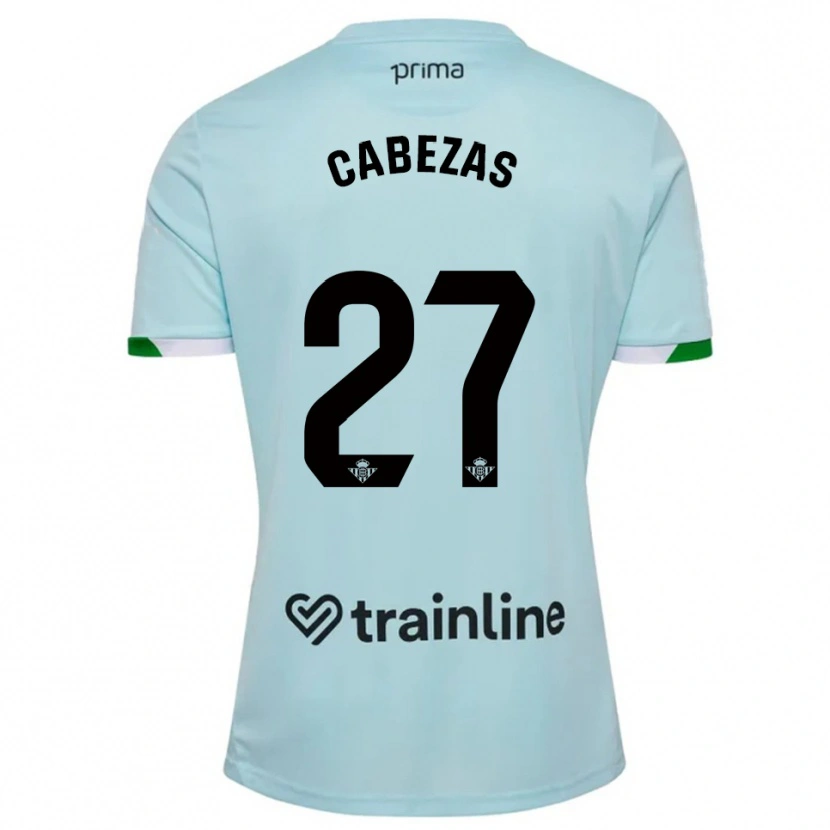 Danxen Niño Camiseta Ángela Cabezas #27 Celeste Verde 2ª Equipación 2025/26 La Camisa