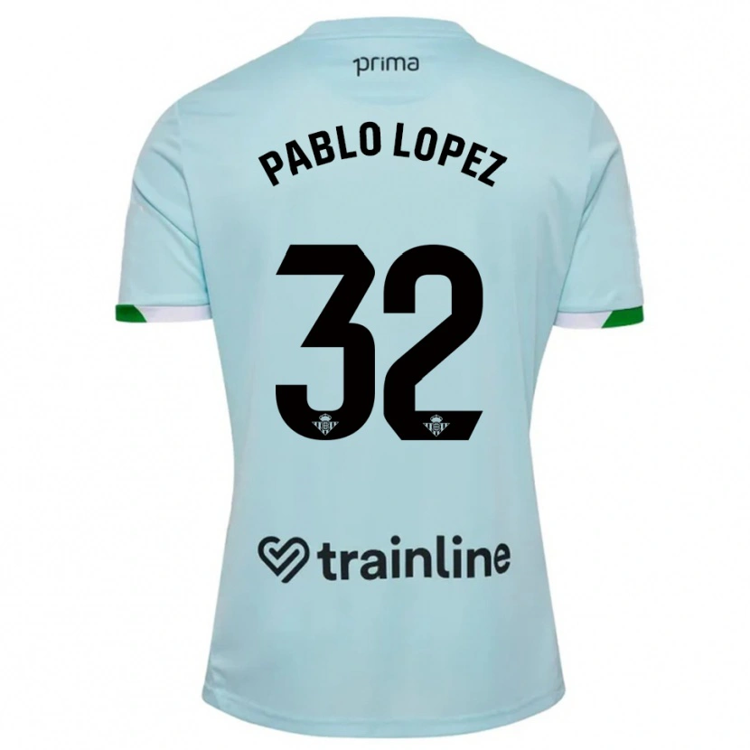 Danxen Niño Camiseta Pablo López #32 Celeste Verde 2ª Equipación 2025/26 La Camisa