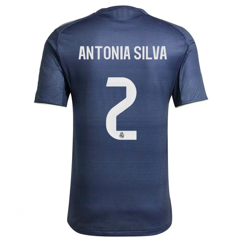 Danxen Niño Camiseta Antônia Silva #2 Azul Marino Plata 2ª Equipación 2025/26 La Camisa