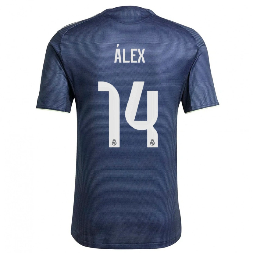 Danxen Niño Camiseta Álex Pérez #14 Azul Marino Plata 2ª Equipación 2025/26 La Camisa