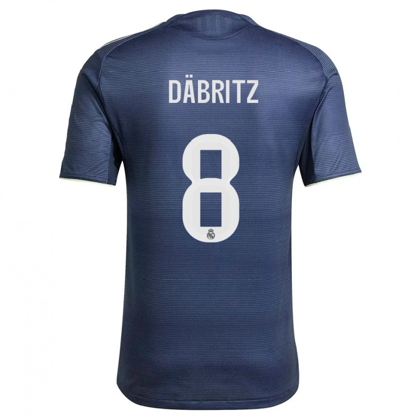 Danxen Niño Camiseta Sara Däbritz #8 Azul Marino Plata 2ª Equipación 2025/26 La Camisa
