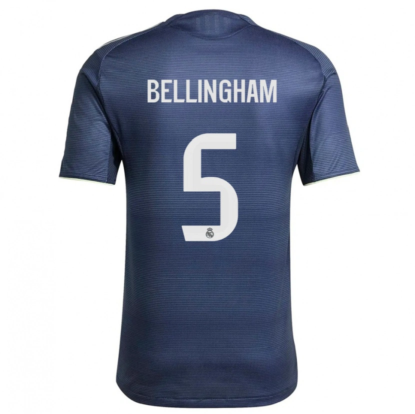 Danxen Niño Camiseta Jude Bellingham #5 Azul Marino Plata 2ª Equipación 2025/26 La Camisa