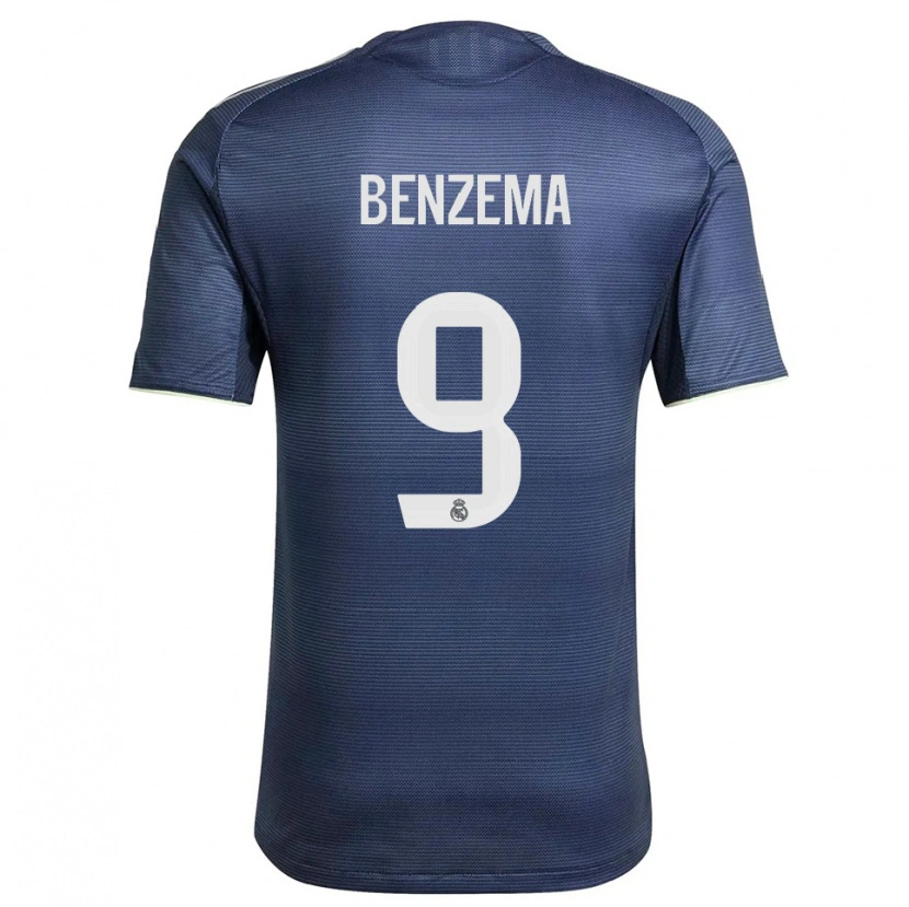 Danxen Niño Camiseta Karim Benzema #9 Azul Marino Plata 2ª Equipación 2025/26 La Camisa