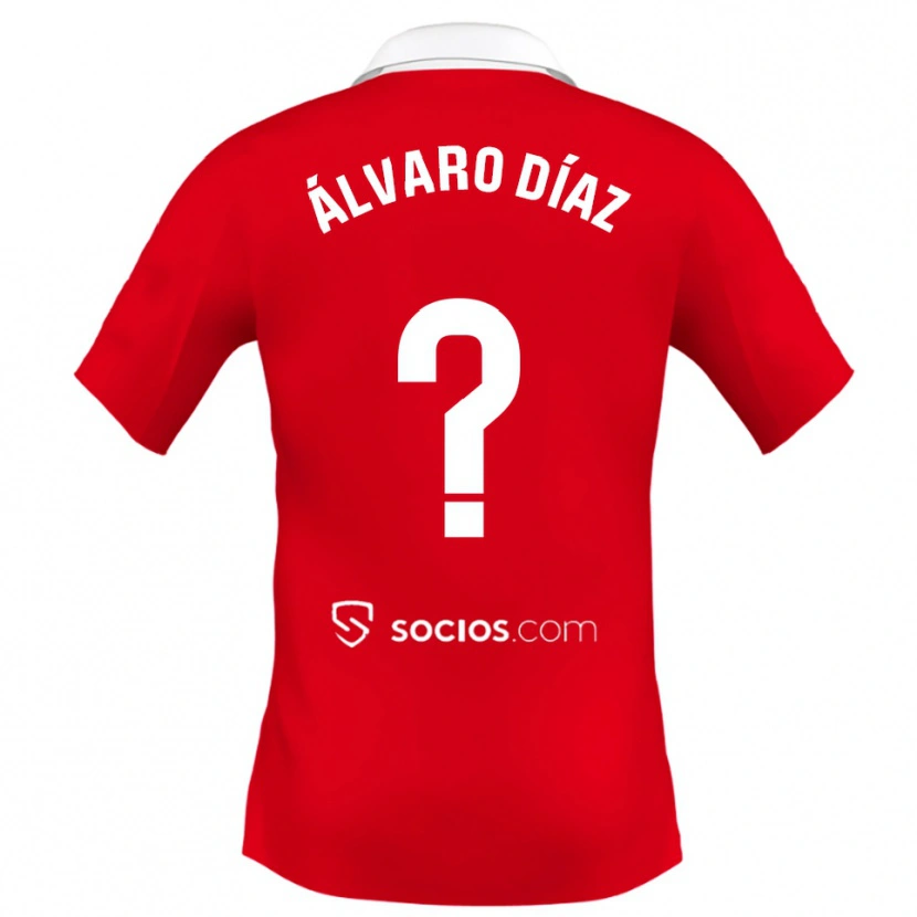 Danxen Niño Camiseta Álvaro Díaz #0 Rojo Blanco Gris 2ª Equipación 2025/26 La Camisa