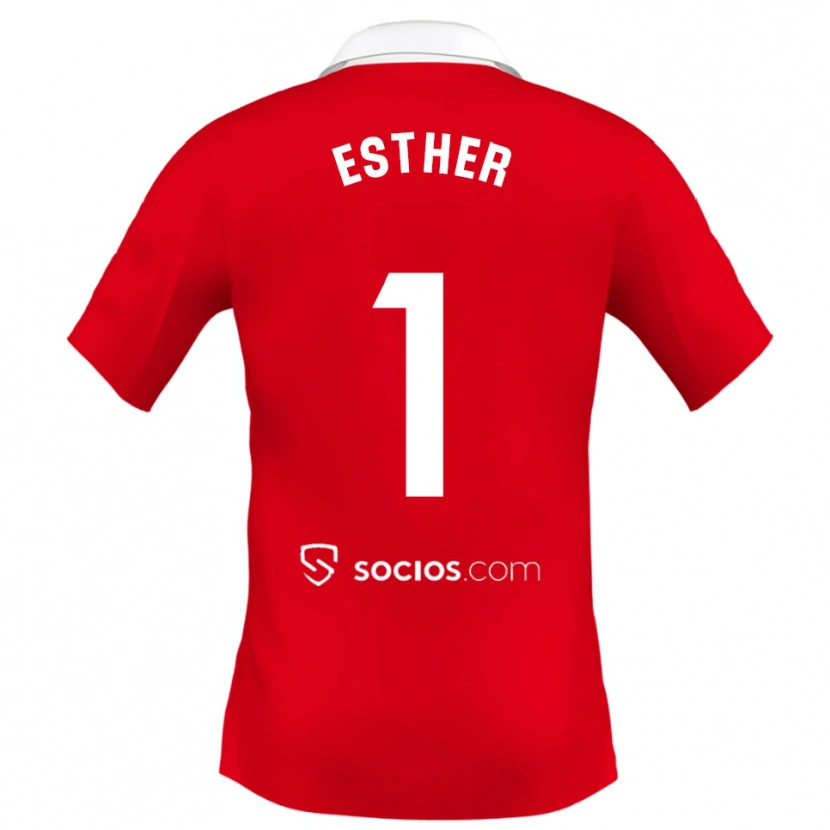 Danxen Niño Camiseta Esther Sullastres Ayuso #1 Rojo Blanco Gris 2ª Equipación 2025/26 La Camisa
