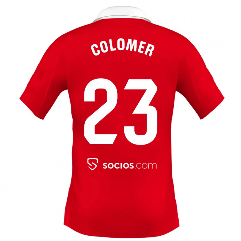 Danxen Niño Camiseta Carlos Colomer #23 Rojo Blanco Gris 2ª Equipación 2025/26 La Camisa