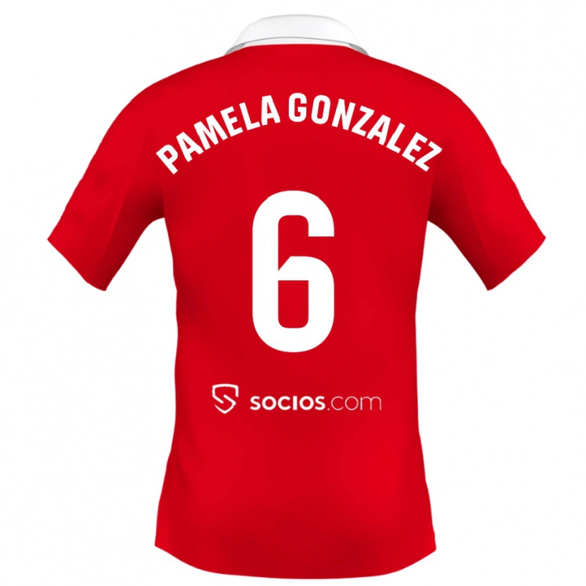 Danxen Niño Camiseta Cinthia Pamela González Medina #6 Rojo Blanco Gris 2ª Equipación 2025/26 La Camisa