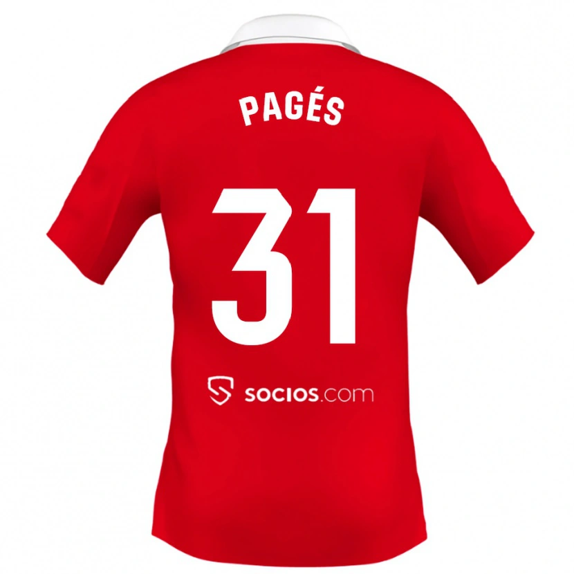 Danxen Niño Camiseta Lukas Pagés #31 Rojo Blanco Gris 2ª Equipación 2025/26 La Camisa