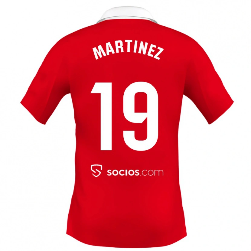 Danxen Niño Camiseta Gabri Martinez #19 Rojo Blanco Gris 2ª Equipación 2025/26 La Camisa