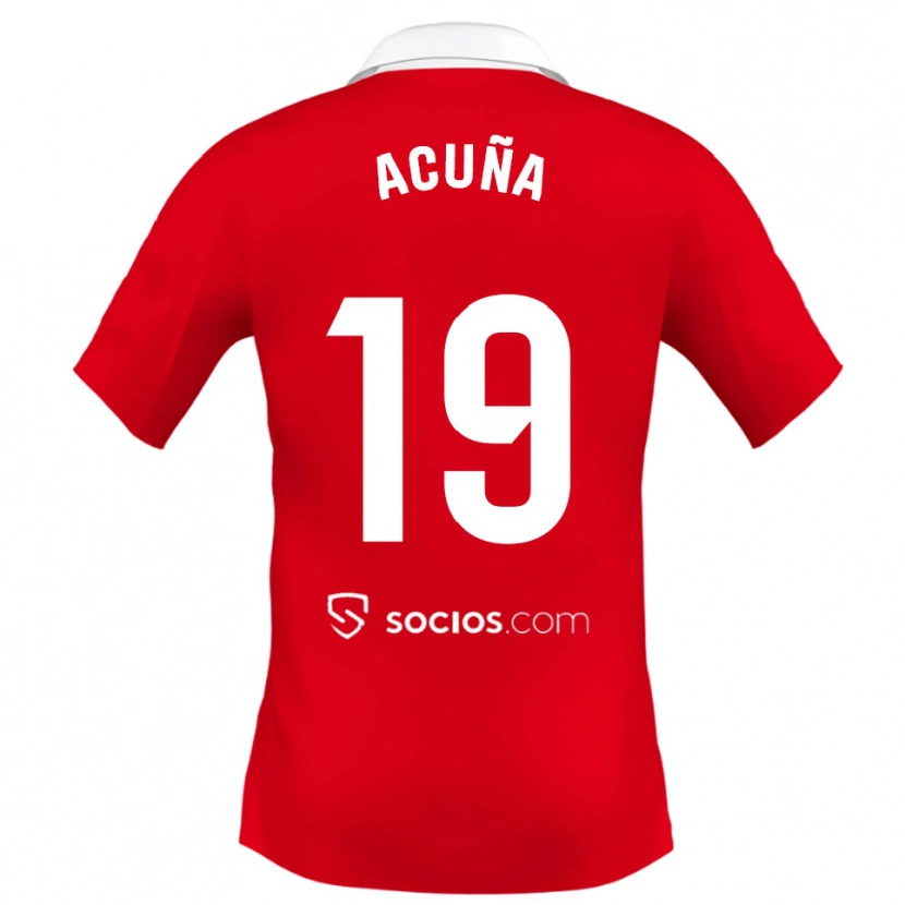 Danxen Niño Camiseta Marcos Acuna #19 Rojo Blanco Gris 2ª Equipación 2025/26 La Camisa
