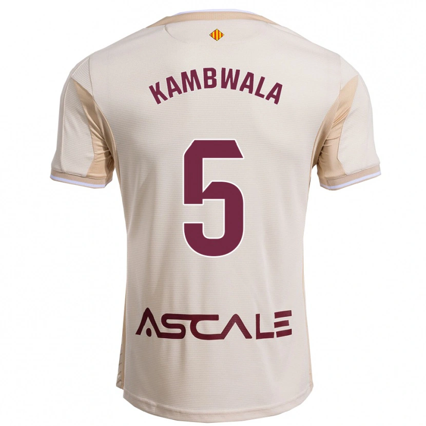 Danxen Niño Camiseta Willy Kambwala #5 Blanquecino Burdeos 2ª Equipación 2025/26 La Camisa