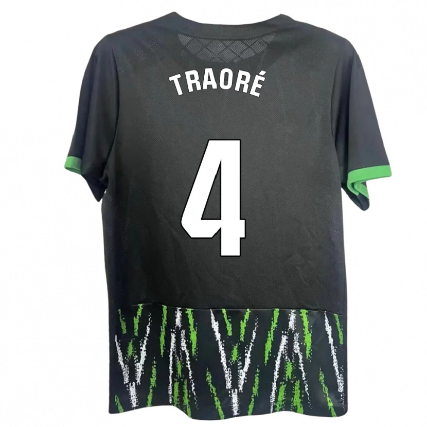 Danxen Niño Camiseta Bakary Traoré #4 Negro Verde 2ª Equipación 2025/26 La Camisa