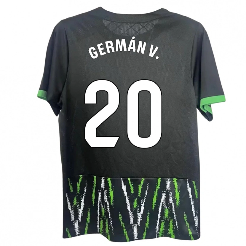 Danxen Niño Camiseta Germán Valera #20 Negro Verde 2ª Equipación 2025/26 La Camisa