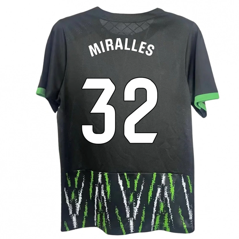 Danxen Niño Camiseta Álvaro Miralles #32 Negro Verde 2ª Equipación 2025/26 La Camisa