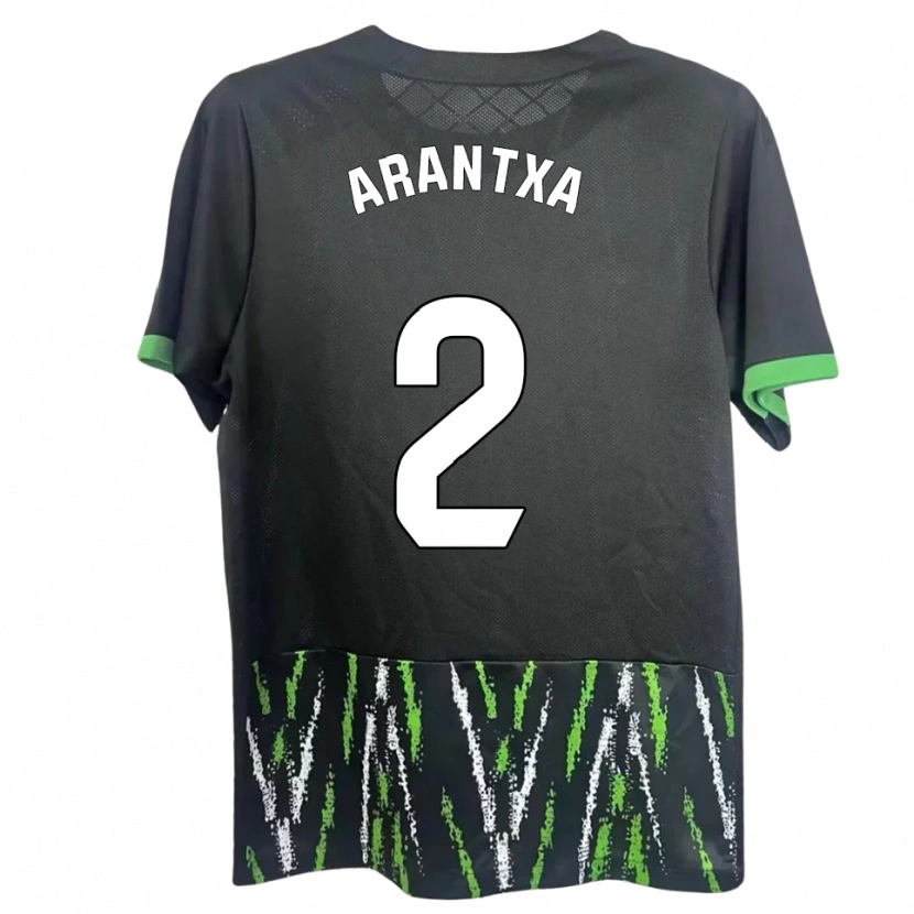 Danxen Niño Camiseta Arantxa Perez Ochando #2 Negro Verde 2ª Equipación 2025/26 La Camisa