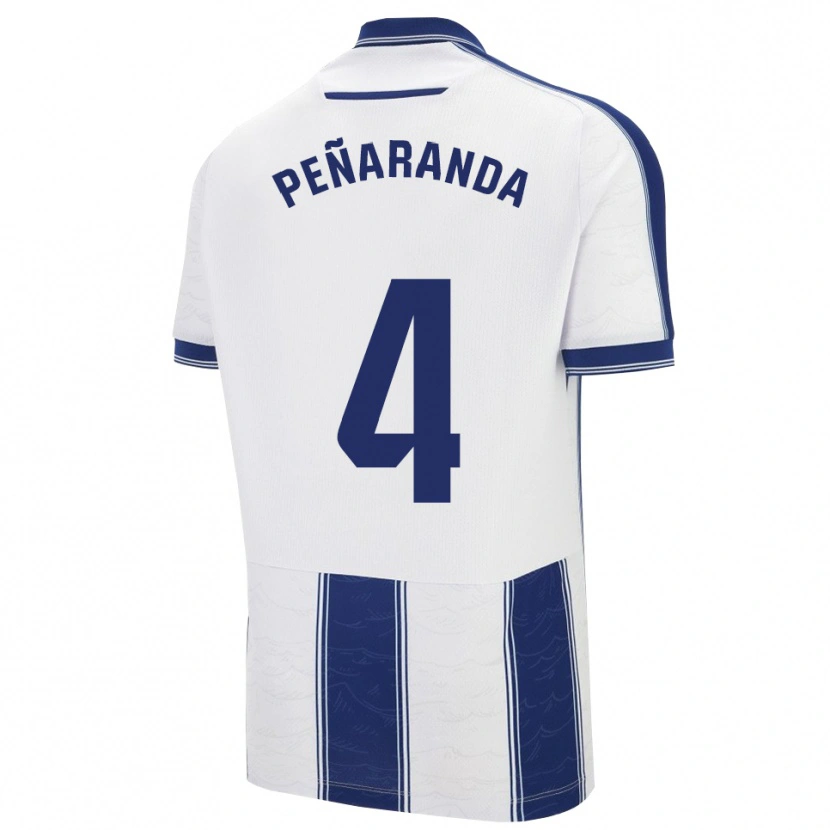 Danxen Niño Camiseta Carlos Peñaranda #4 Azul Marino Blanco 2ª Equipación 2025/26 La Camisa