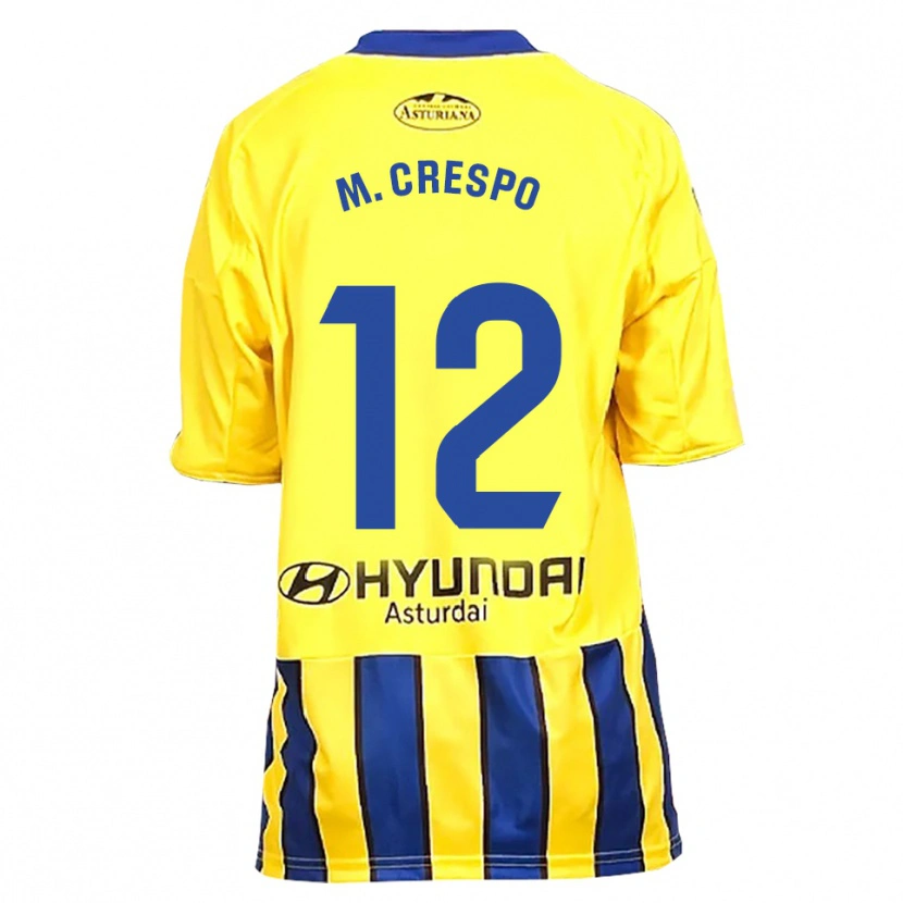 Danxen Niño Camiseta Marina Crespo Iglesias #12 Amarillo Azul 2ª Equipación 2025/26 La Camisa