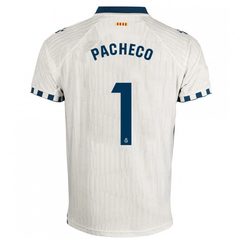 Danxen Niño Camiseta Álvaro Pacheco #1 Blanco Azul 2ª Equipación 2025/26 La Camisa