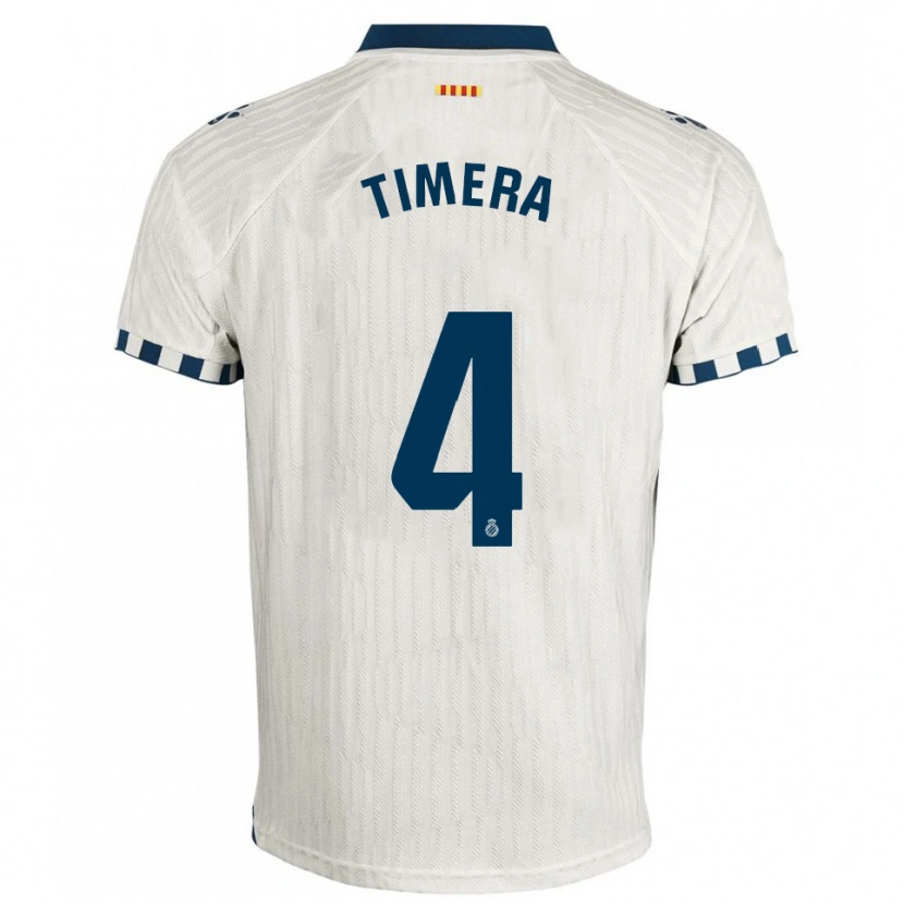 Danxen Niño Camiseta Adama Timera #4 Blanco Azul 2ª Equipación 2025/26 La Camisa