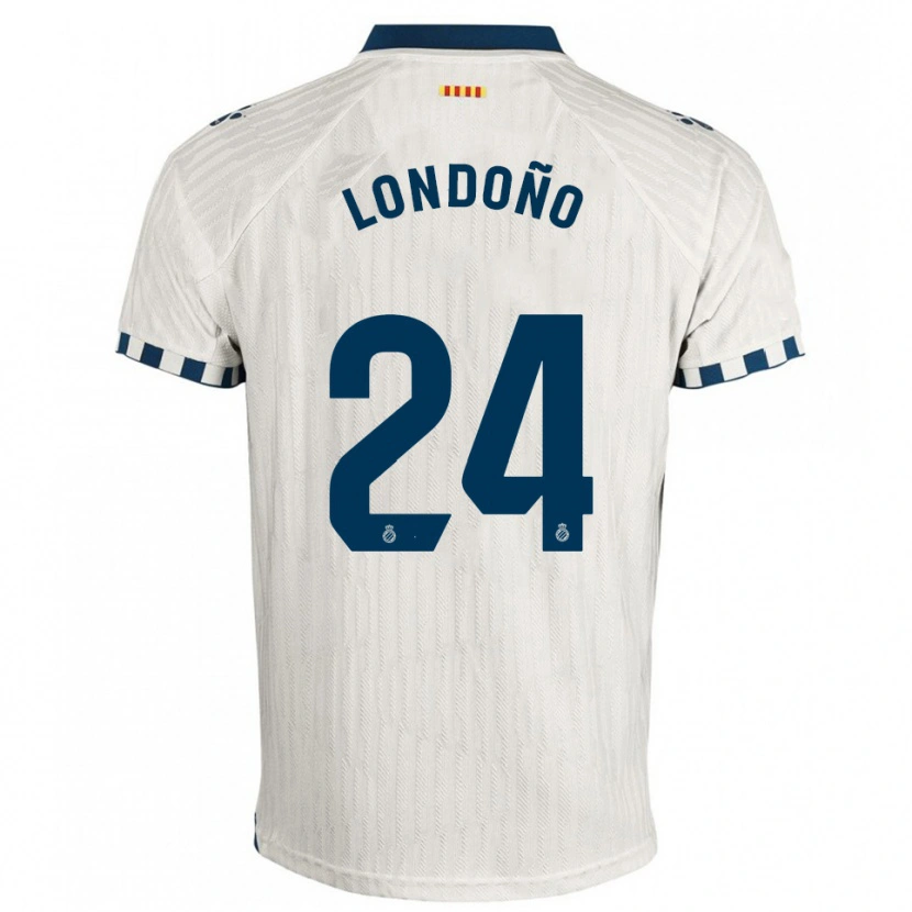 Danxen Niño Camiseta Miguel Londoño #24 Blanco Azul 2ª Equipación 2025/26 La Camisa