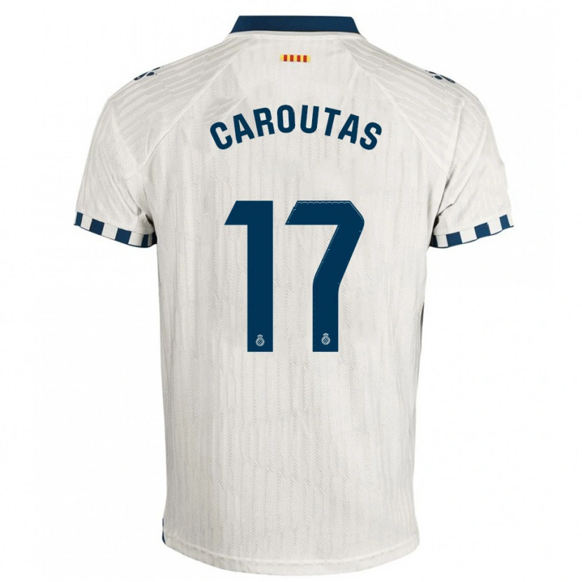 Danxen Niño Camiseta Tim Caroutas #17 Blanco Azul 2ª Equipación 2025/26 La Camisa