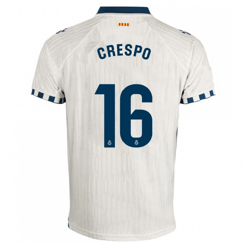 Danxen Niño Camiseta Hugo Crespo #16 Blanco Azul 2ª Equipación 2025/26 La Camisa
