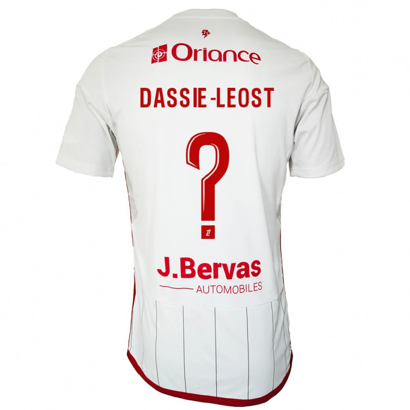 Danxen Niño Camiseta Leila Dassie-Leost #0 Blanco Rojo 2ª Equipación 2025/26 La Camisa