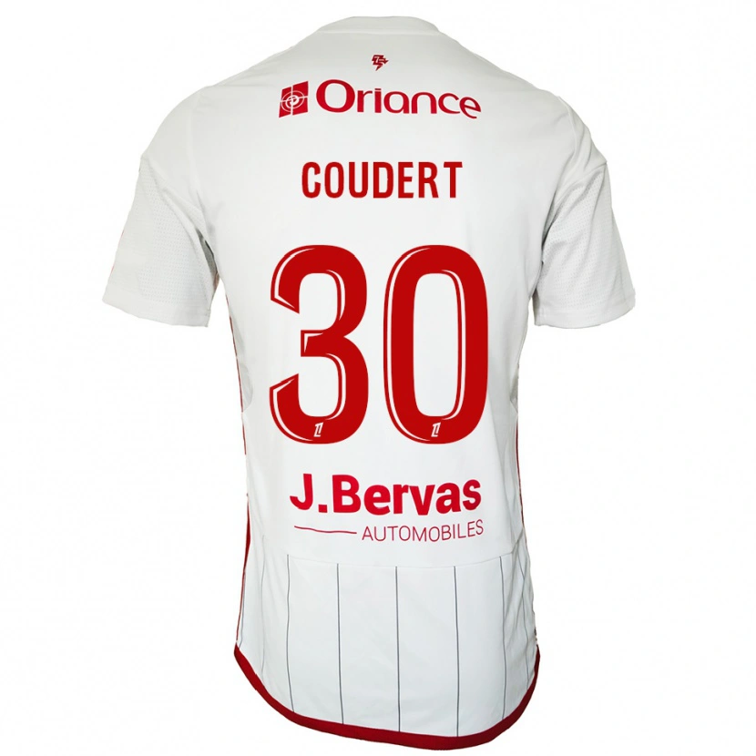 Danxen Niño Camiseta Grégoire Coudert #30 Blanco Rojo 2ª Equipación 2025/26 La Camisa