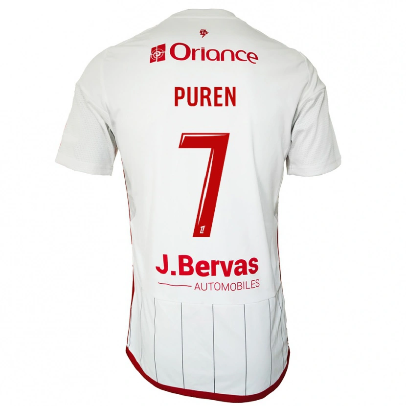 Danxen Niño Camiseta Matthieu Puren #7 Blanco Rojo 2ª Equipación 2025/26 La Camisa