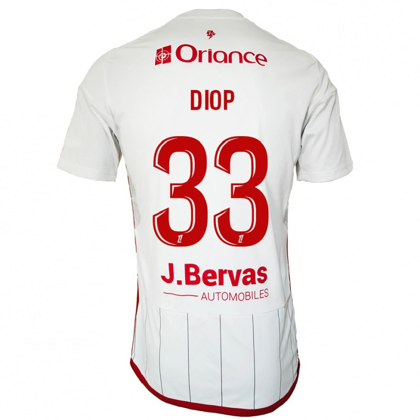 Danxen Niño Camiseta Saliou Diop #33 Blanco Rojo 2ª Equipación 2025/26 La Camisa