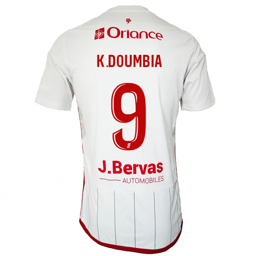 Danxen Niño Camiseta Kamory Doumbia #9 Blanco Rojo 2ª Equipación 2025/26 La Camisa
