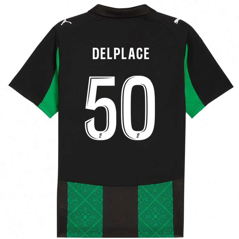 Danxen Niño Camiseta Adam Delplace #50 Negro Verde 2ª Equipación 2025/26 La Camisa
