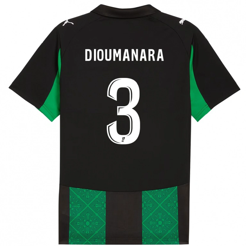 Danxen Niño Camiseta Sidi Dioumanara #3 Negro Verde 2ª Equipación 2025/26 La Camisa