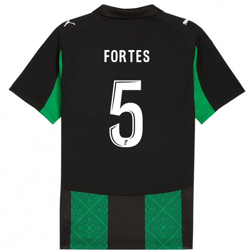 Danxen Niño Camiseta Steven Fortes #5 Negro Verde 2ª Equipación 2025/26 La Camisa