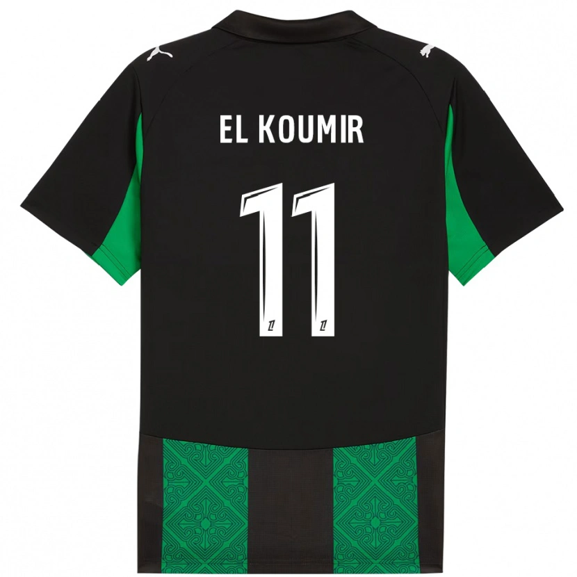 Danxen Niño Camiseta Kaîna El Koumir #11 Negro Verde 2ª Equipación 2025/26 La Camisa