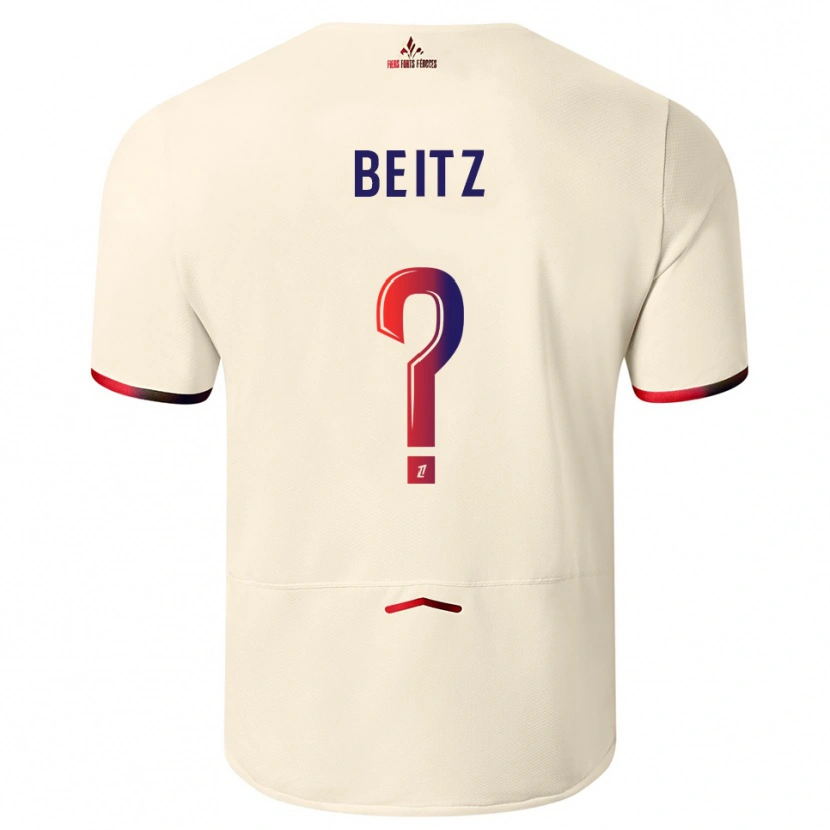 Danxen Niño Camiseta Taylor Beitz #0 Blanquecino Rojo 2ª Equipación 2025/26 La Camisa